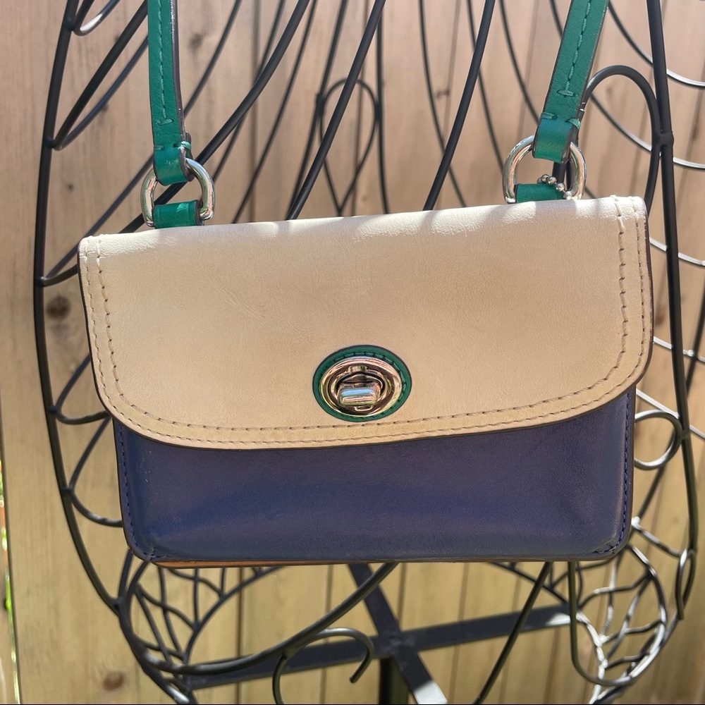 Coach Wallet Crossbody Bag Small Purse Blue White Green Brown